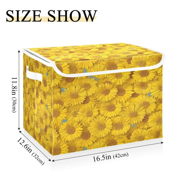 IAUYY 42*32*30cm Storage Bin with Lid Storage Boxes with Handles,300D Oxford Fabric+Hollow Board Applicable to Clothes Storage Office Storage,Glorious Petals