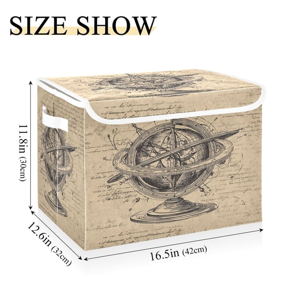 IAUYY 42*32*30cm Storage Bin with Lid Storage Boxes with Handles,300D Oxford Fabric+Hollow Board Applicable to Clothes Storage Office Storage,Hand Drawn Celestial Globe