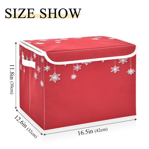IAUYY 42*32*30cm Storage Bin with Lid Storage Boxes with Handles,300D Oxford Fabric+Hollow Board Applicable to Clothes Storage Office Storage,Hanging with White Snowflakes