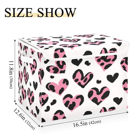 IAUYY 42*32*30cm Storage Bin with Lid Storage Boxes with Handles,300D Oxford Fabric+Hollow Board Applicable to Clothes Storage Office Storage,Leopard Print Miller Style