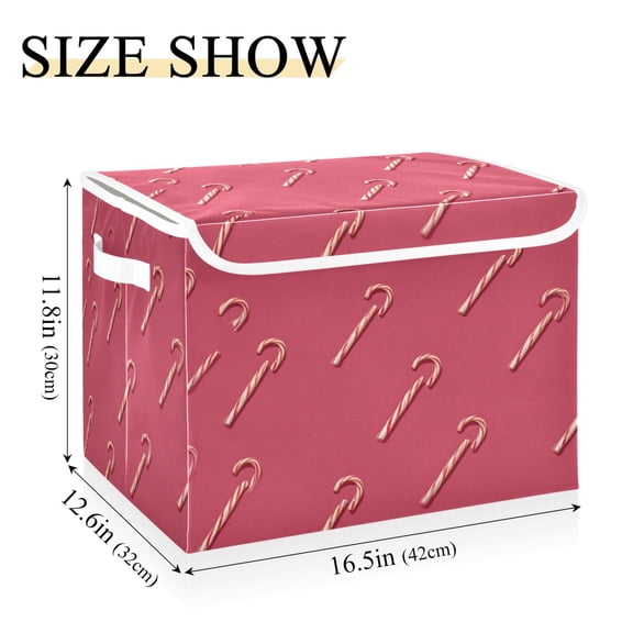 IAUYY 42*32*30cm Storage Bin with Lid Storage Boxes with Handles,300D Oxford Fabric+Hollow Board Applicable to Clothes Storage Office Storage,New Year's Candy Stick