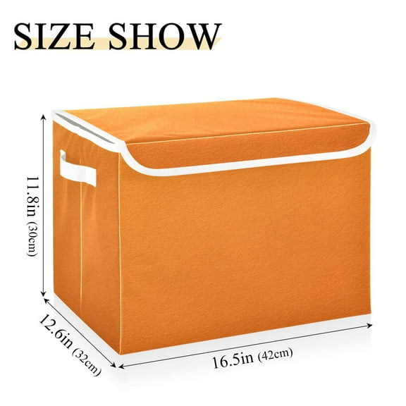 IAUYY 42*32*30cm Storage Bin with Lid Storage Boxes with Handles,300D Oxford Fabric+Hollow Board Applicable to Clothes Storage Office Storage,Orange Cardboard