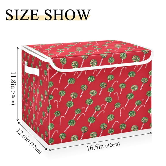 IAUYY 42*32*30cm Storage Bin with Lid Storage Boxes with Handles,300D Oxford Fabric+Hollow Board Applicable to Clothes Storage Office Storage,Red Christmas
