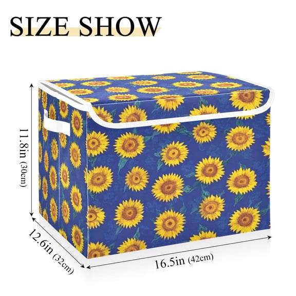 IAUYY 42*32*30cm Storage Bin with Lid Storage Boxes with Handles,300D Oxford Fabric+Hollow Board Applicable to Clothes Storage Office Storage,Royal Blue