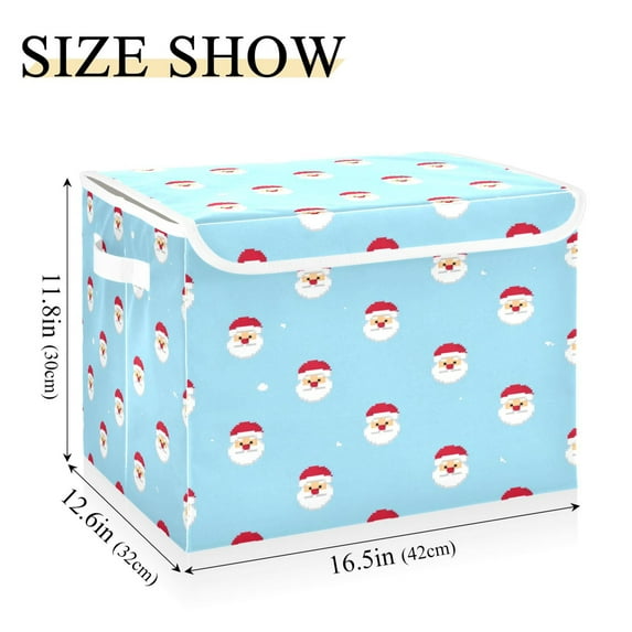 IAUYY 42*32*30cm Storage Bin with Lid Storage Boxes with Handles,300D Oxford Fabric+Hollow Board Applicable to Clothes Storage Office Storage,Santa Claus Is Adorable