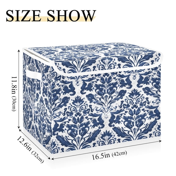 IAUYY 42*32*30cm Storage Bin with Lid Storage Boxes with Handles,300D Oxford Fabric+Hollow Board Applicable to Clothes Storage Office Storage,Satin Weave