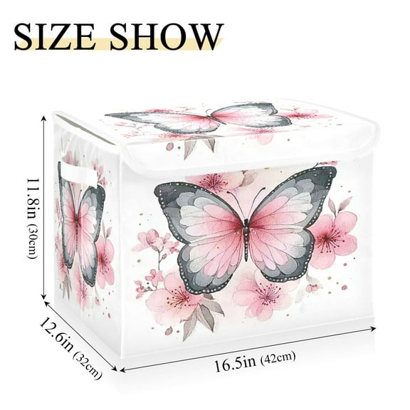 IAUYY 42*32*30cm Storage Bin with Lid Storage Boxes with Handles,300D Oxford Fabric+Hollow Board Applicable to Clothes Storage Office Storage,Silver Color Scheme