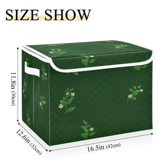 IAUYY 42*32*30cm Storage Bin with Lid Storage Boxes with Handles,300D Oxford Fabric+Hollow Board Applicable to Clothes Storage Office Storage,Small Flower Pattern Design