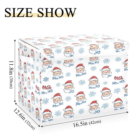 IAUYY 42*32*30cm Storage Bin with Lid Storage Boxes with Handles,300D Oxford Fabric+Hollow Board Applicable to Clothes Storage Office Storage,Snowflake Santa Claus Pattern