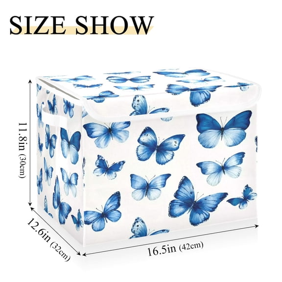 IAUYY 42*32*30cm Storage Bin with Lid Storage Boxes with Handles,300D Oxford Fabric+Hollow Board Applicable to Clothes Storage Office Storage,Watercolor Painting Of A Butterfly