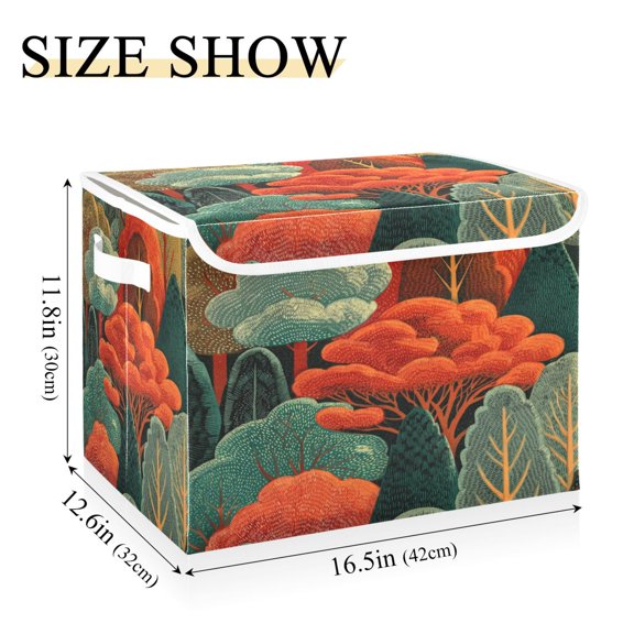 IAUYY 42*32*30cm Storage Bin with Lid Storage Boxes with Handles,300D Oxford Fabric+Hollow Board Applicable to Clothes Storage Office Storage,Wool Tree