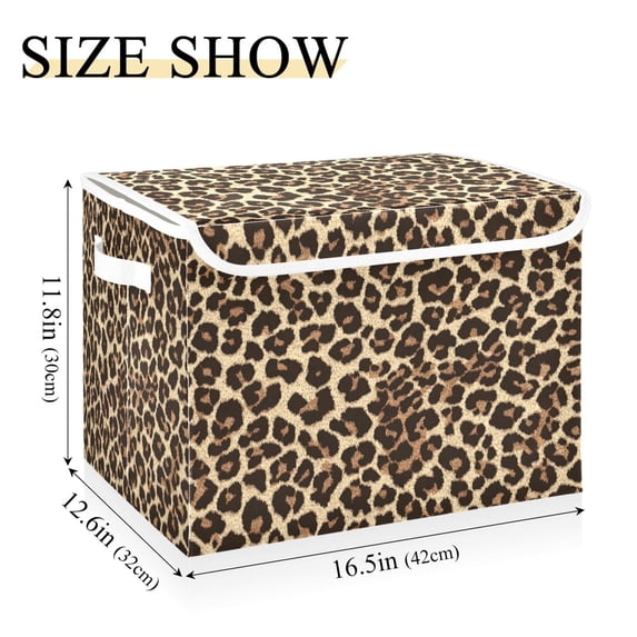 IAUYY 42*32*30cm Storage Bin with Lid Storage Boxes with Handles,300D Oxford Fabric+Hollow Board Applicable to Clothes Storage Office Storage,Yellow Leopard Print