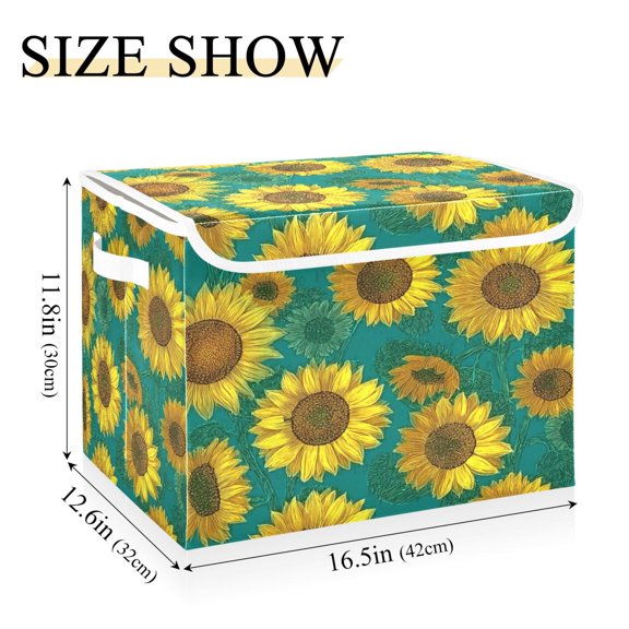 IAUYY 42*32*30cm Storage Bin with Lid Storage Boxes with Handles,300D Oxford Fabric+Hollow Board Applicable to Clothes Storage Office Storage,on A Emerald Green Background