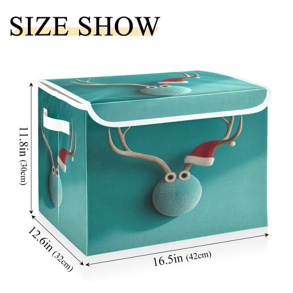 IAUYY 42*32*30cm Storage Bin with Lid Storage Boxes with Handles,300D Oxford Fabric+Hollow Board Applicable to Clothes Storage Office Storage,with Antlers Attached