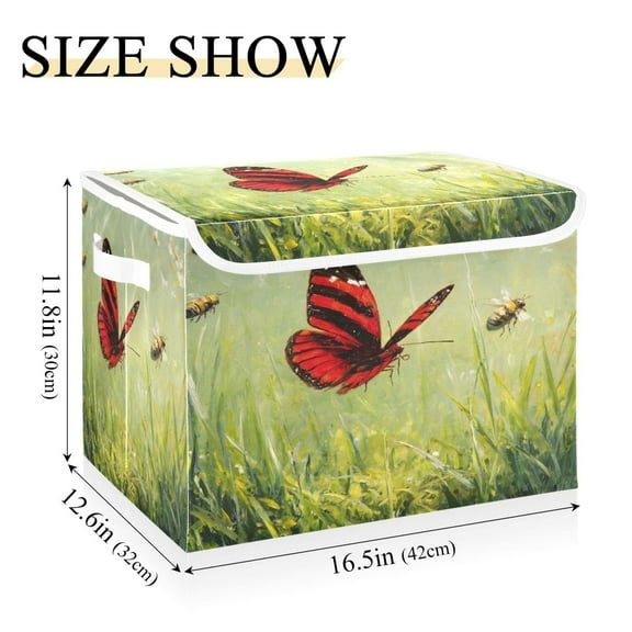 IAUYY 42*32*30cm Storage Bin with Lid Storage Boxes with Handles,300D Oxford Fabric+Hollow Board Applicable to Clothes Storage Office Storage,Bees