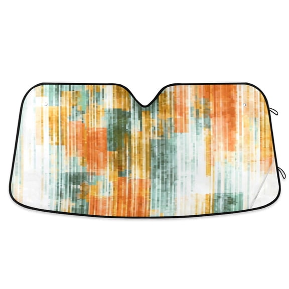 Iauyy Foldable Windshield Sun Shade for Cars, Interior Sun Protection for car UV Protection for Sedan/SUV/Truck, (S/M/L) Abstract Orange