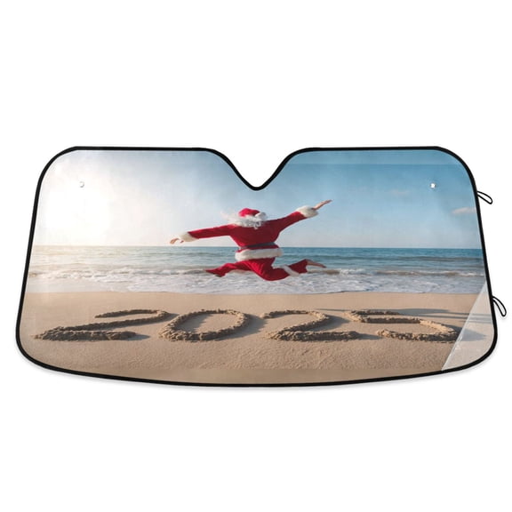 Iauyy Foldable Windshield Sun Shade for Cars, Interior Sun Protection for car UV Protection for Sedan/SUV/Truck, (S/M/L) The Dancing Santa Claus