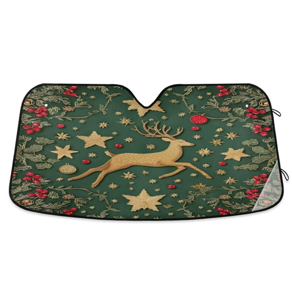 Iauyy Foldable Windshield Sun Shade for Cars, Interior Sun Protection for car UV Protection for Sedan/SUV/Truck, (S/M/L) A Deer That Is Jumping