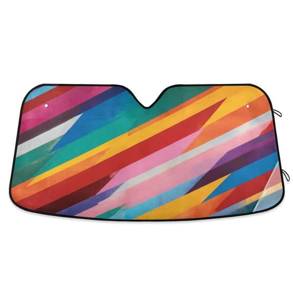 Iauyy Foldable Windshield Sun Shade for Cars, Interior Sun Protection for car UV Protection for Sedan/SUV/Truck, (S/M/L) The Diagonal Lines Form