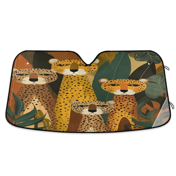 IAUYY 53*23.5inch Front Windshield Sunshade (PET+PE),Reflect UV and Heat Sun Visor Automotive Accessories Interior Sun Protection sun shield for car A Group Of Cheetahs