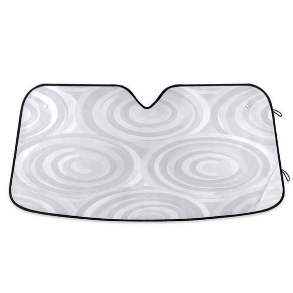 IAUYY 53*23.5inch Front Windshield Sunshade (PET+PE),Reflect UV and Heat Sun Visor Automotive Accessories Interior Sun Protection sun shield for car Light Gray Concentric Circles