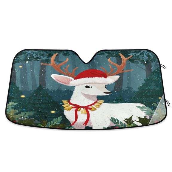 Iauyy Foldable Windshield Sun Shade for Cars, Interior Sun Protection for car UV Protection for Sedan/SUV/Truck, (S/M/L) The Portrait Of A Deer