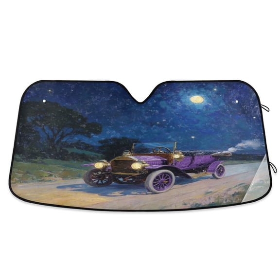 IAUYY 53*23.5inch Front Windshield Sunshade (PET+PE),Reflect UV and Heat Sun Visor Automotive Accessories Interior Sun Protection sun shield for car Purple Electric Vehicle