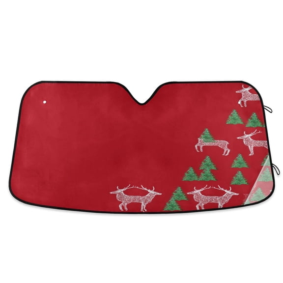 Iauyy Foldable Windshield Sun Shade for Cars, Interior Sun Protection for car UV Protection for Sedan/SUV/Truck, (S/M/L) Red Deer Festival Theme