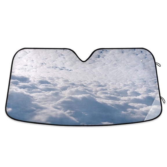 Iauyy Foldable Windshield Sun Shade for Cars, Interior Sun Protection for car UV Protection for Sedan/SUV/Truck, (S/M/L) Snow-covered Clouds