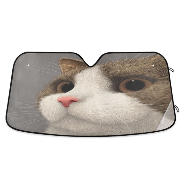 Iauyy Foldable Windshield Sun Shade for Cars, Interior Sun Protection for car UV Protection for Sedan/SUV/Truck, (S/M/L) Big-headed Cat