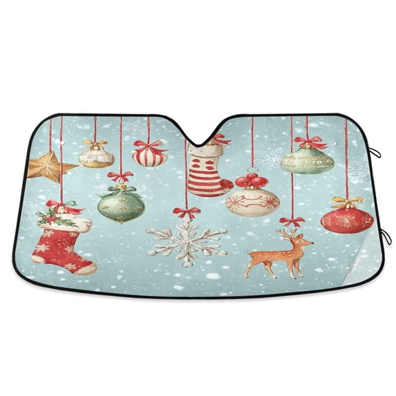 Iauyy Foldable Windshield Sun Shade for Cars, Interior Sun Protection for car UV Protection for Sedan/SUV/Truck, (S/M/L) Bows and Reindeer
