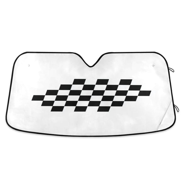 Iauyy Foldable Windshield Sun Shade for Cars, Interior Sun Protection for car UV Protection for Sedan/SUV/Truck, (S/M/L) Checkered Flag Vector Logo