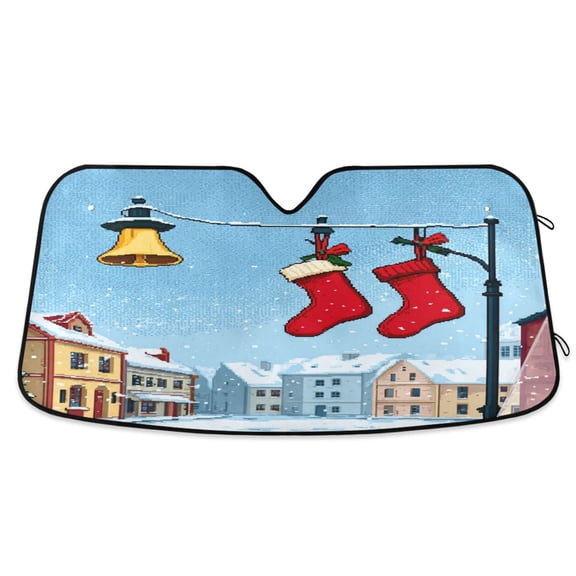 Iauyy Foldable Windshield Sun Shade for Cars, Interior Sun Protection for car UV Protection for Sedan/SUV/Truck, (S/M/L) Christmas Red Socks