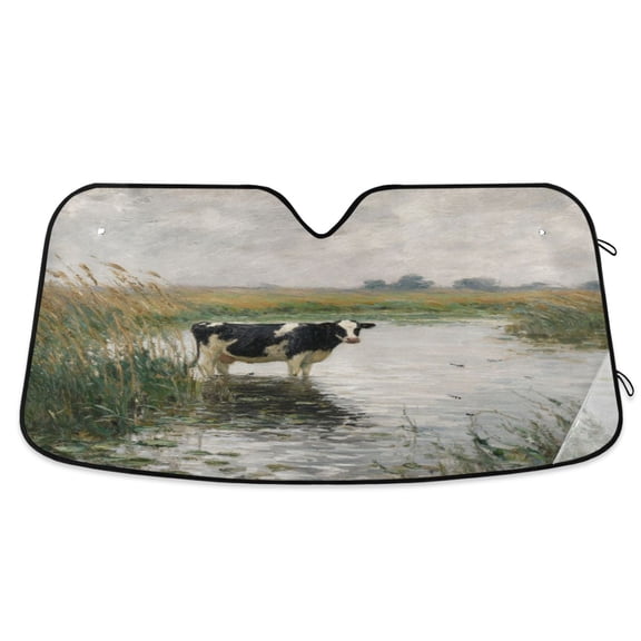 Iauyy Foldable Windshield Sun Shade for Cars, Interior Sun Protection for car UV Protection for Sedan/SUV/Truck, (S/M/L) A Cow