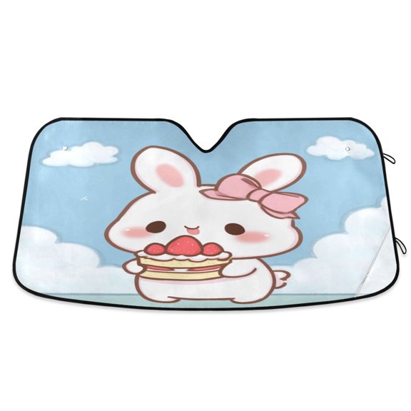 Iauyy Foldable Windshield Sun Shade for Cars, Interior Sun Protection for car UV Protection for Sedan/SUV/Truck, (S/M/L) Cute Little Rabbit