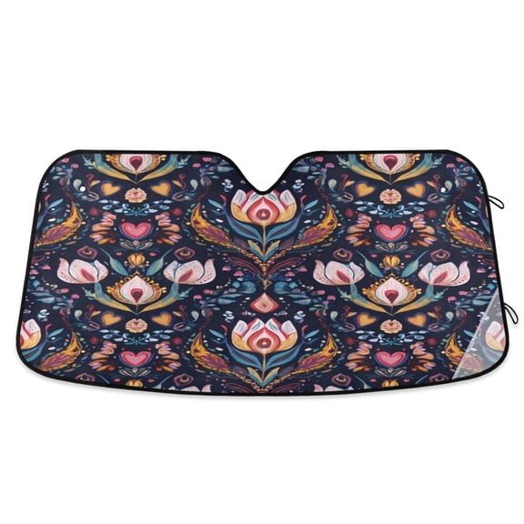 IAUYY 55*27.6inch Front Windshield Sunshade (PET+PE),Reflect UV and Heat Sun Visor Automotive Accessories Interior Sun Protection sun shield for car Delicate Pastel Painting