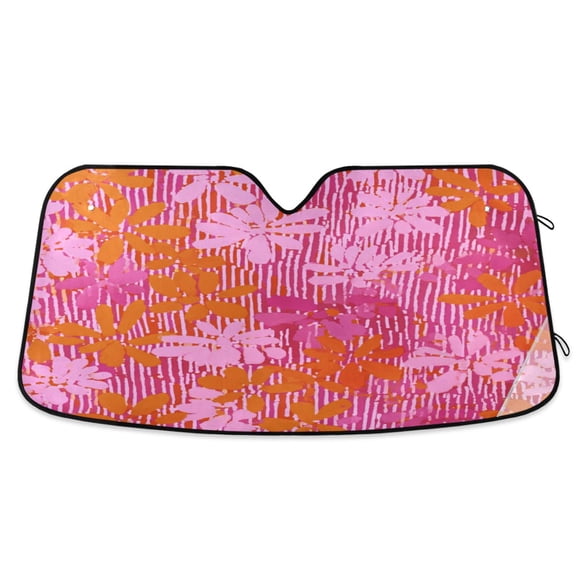 Iauyy Foldable Windshield Sun Shade for Cars, Interior Sun Protection for car UV Protection for Sedan/SUV/Truck, (S/M/L) Orange Floral Pattern