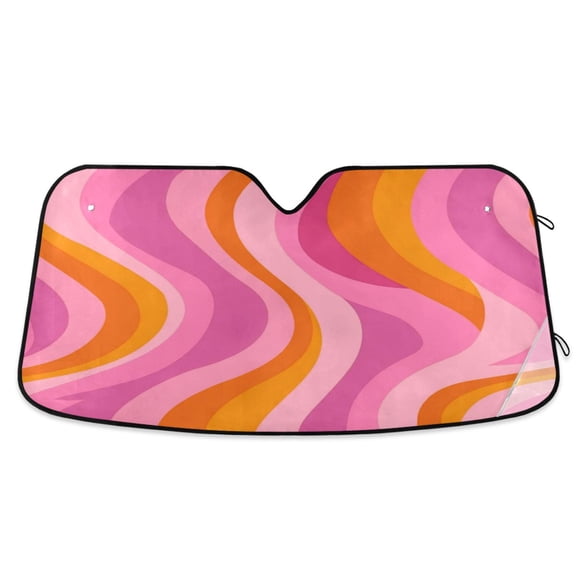 Iauyy Foldable Windshield Sun Shade for Cars, Interior Sun Protection for car UV Protection for Sedan/SUV/Truck, (S/M/L) Orange Wave Pattern