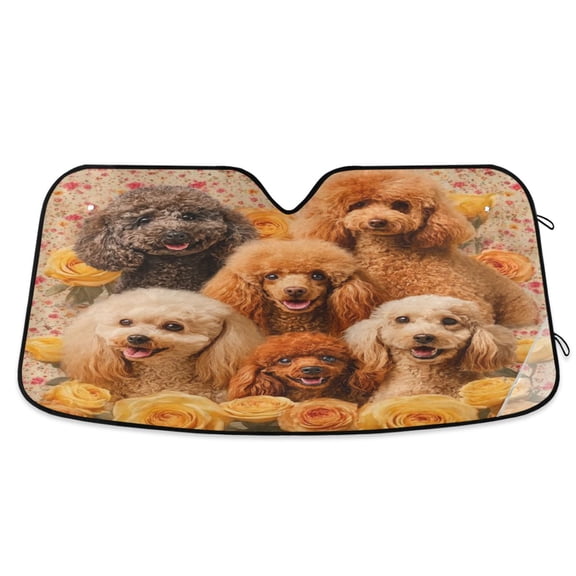 Iauyy Foldable Windshield Sun Shade for Cars, Interior Sun Protection for car UV Protection for Sedan/SUV/Truck, (S/M/L) Pretty Dog