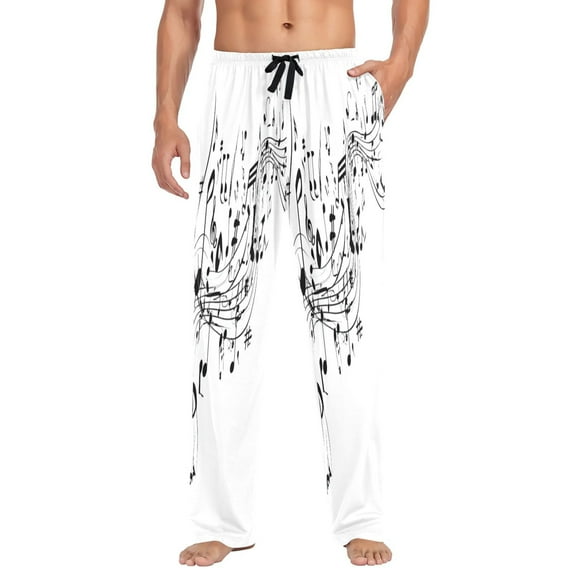 IAUYY 95% Cotton Mens Pajama Pants Breathable and Sweat-Absorbent Two Side Pockets Sleepwear Bottom Pants Elastic Waistband Easy to put on and Take Off Connect The Notes