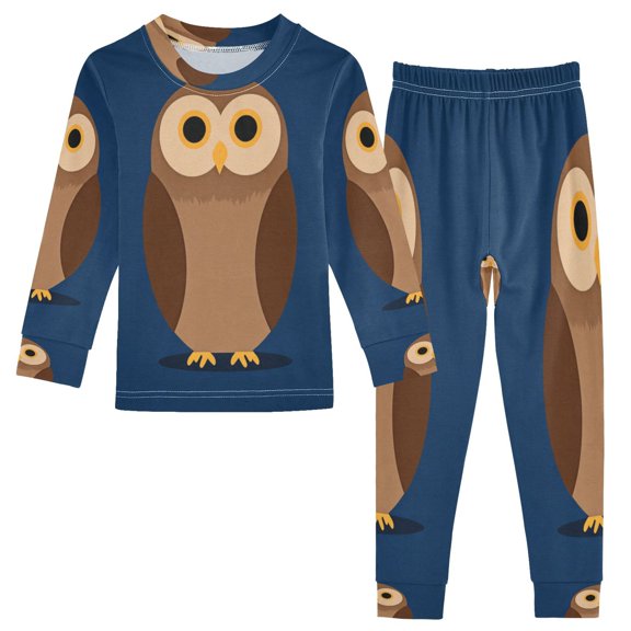 IAUYY Kid Long Sleeve Cotton Pajama Sets - 2 Piece Pajama Set ,Sizes 18M-8Y Brown Owl