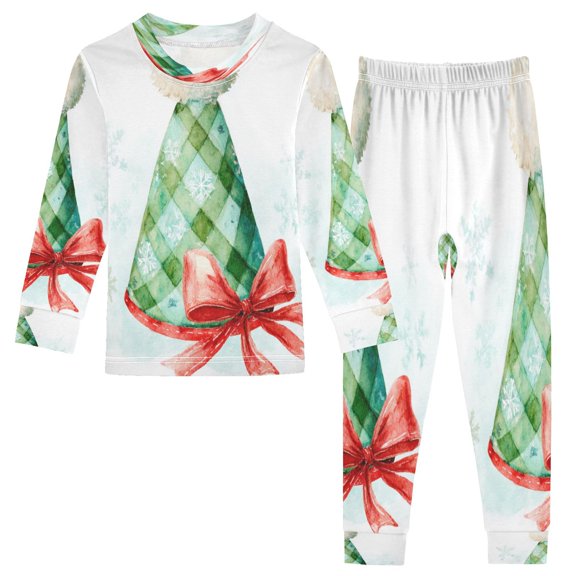 IAUYY Kid Long Sleeve Cotton Pajama Sets - 2 Piece Pajama Set ,Sizes 18M-8Y Red Party Hat