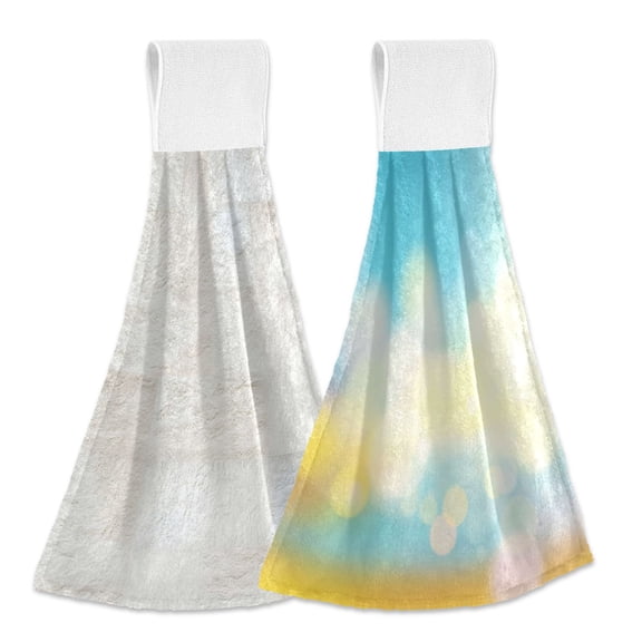 IAUYY Kitchen Hanging Towels Set of 2 100% Polyester Absorbent, Super Soft Hand Towels with Hanging Loops for Bathroom Kitchen Floor Tiles Exuding The Essence Of Summer