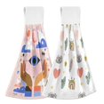 thumbnail image 1 of IAUYY Kitchen Hanging Towels Set of 2 100% Polyester Absorbent, Super Soft Hand Towels with Hanging Loops for Bathroom Kitchen Holding Eye Heart-shaped and Eye Patterns, 1 of 7