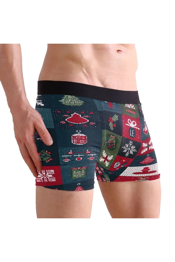 Large Men's Underwear Boxer Briefs 88% polyester+12% Spandex,Cool & Breathable 3-Piece Gift Box Set Men Briefs,Black Pineapple Shape Espresso Machine Christmas-themed Design