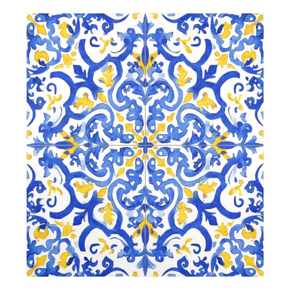 IAUYY Magnetic decorative sticker - 23x26 Inch PVC Refrigerator Decorative Cover, Removable DIY Art for Kitchen Appliances Blue and Yellow Watercolor Composition