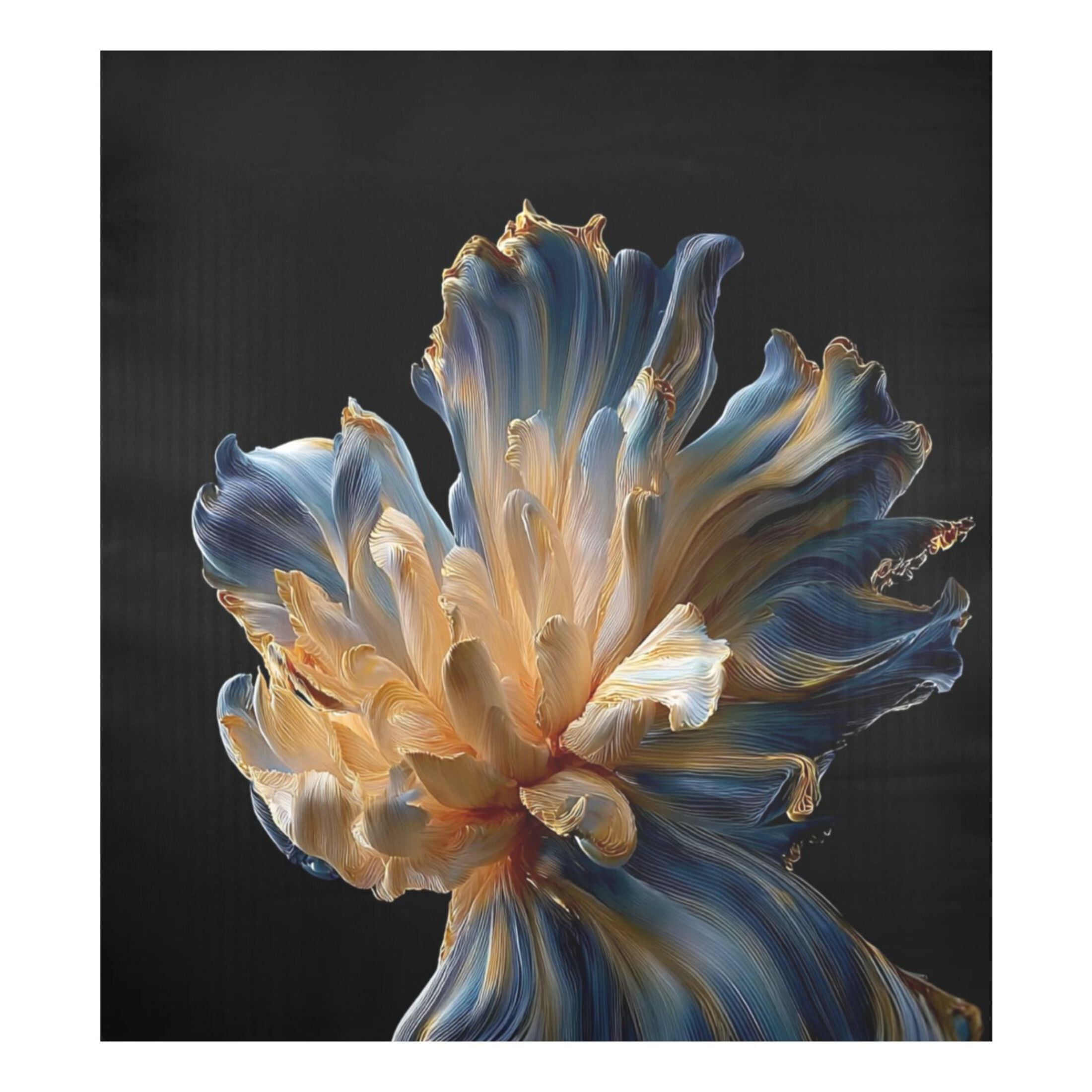 IAUYY Magnetic decorative sticker - 23x26 Inch PVC Refrigerator Decorative Cover, Removable DIY Art for Kitchen Appliances Deep Blue and Golden Flowers