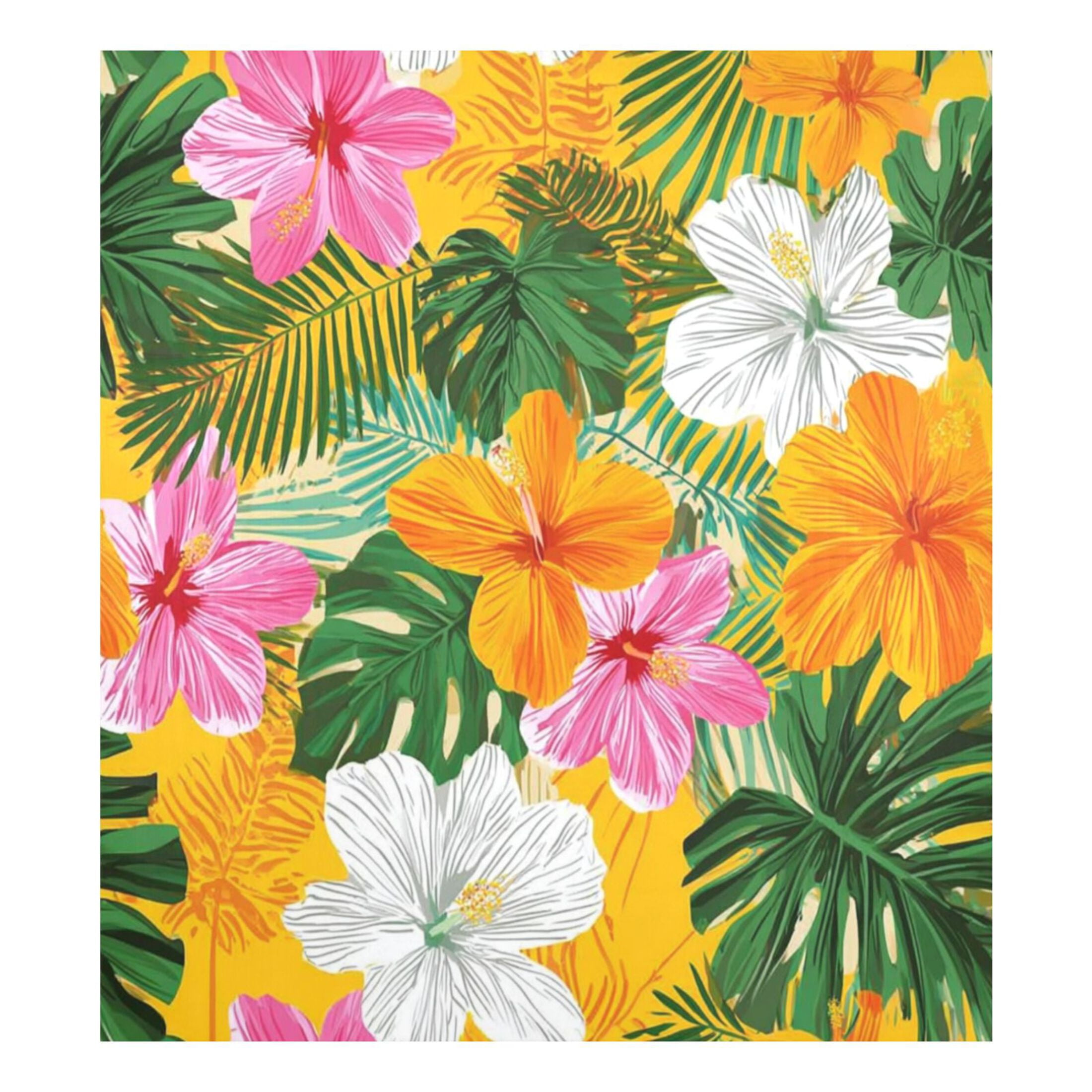 IAUYY Magnetic decorative sticker - 23x26 Inch PVC Refrigerator Decorative Cover, Removable DIY Art for Kitchen Appliances Hibiscus