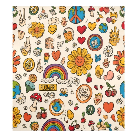 IAUYY Magnetic decorative sticker - 23x26 Inch PVC Refrigerator Decorative Cover, Removable DIY Art for Kitchen Appliances Retro Hippie Logo