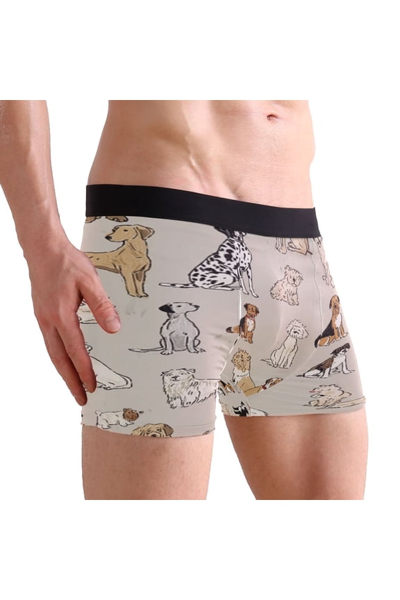 Medium Men's Underwear Boxer Briefs 88% polyester+12% Spandex,Cool & Breathable 3-Piece Gift Box Set Men Briefs,Dog's Back View Elegant Kitten Dog Squatting
